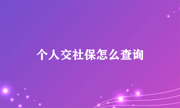 个人交社保怎么查询