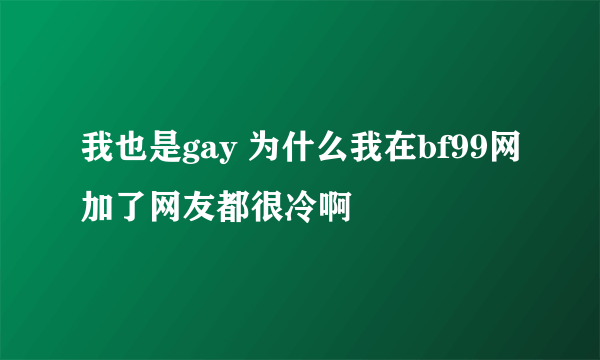 我也是gay 为什么我在bf99网加了网友都很冷啊