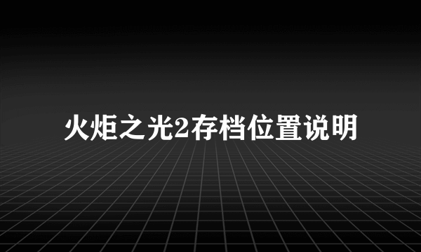 火炬之光2存档位置说明