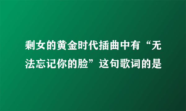 剩女的黄金时代插曲中有“无法忘记你的脸”这句歌词的是