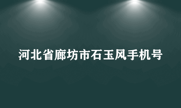 河北省廊坊市石玉风手机号