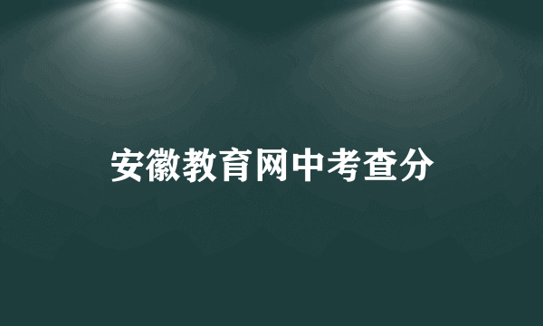 安徽教育网中考查分