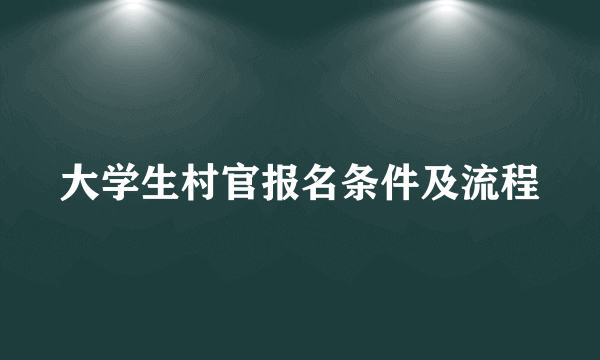 大学生村官报名条件及流程