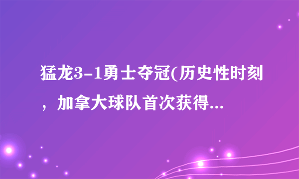 猛龙3-1勇士夺冠(历史性时刻，加拿大球队首次获得NBA总冠军)