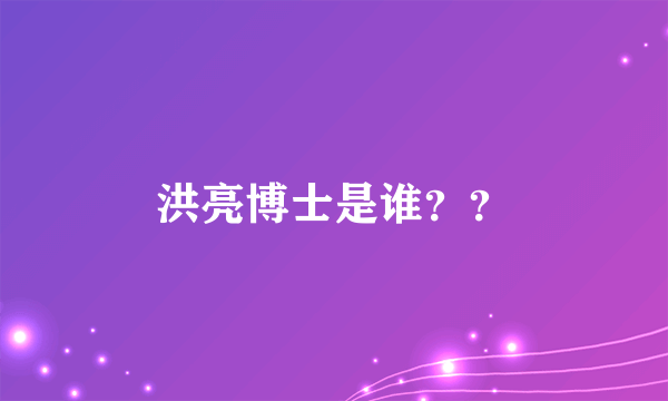 洪亮博士是谁？？