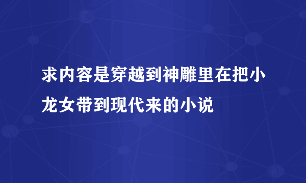 求内容是穿越到神雕里在把小龙女带到现代来的小说