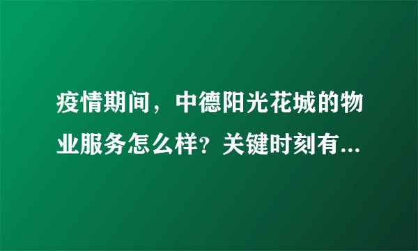 疫情期间，中德阳光花城的物业服务怎么样？关键时刻有什么行动吗？