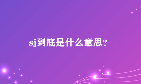 sj到底是什么意思？