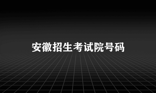 安徽招生考试院号码