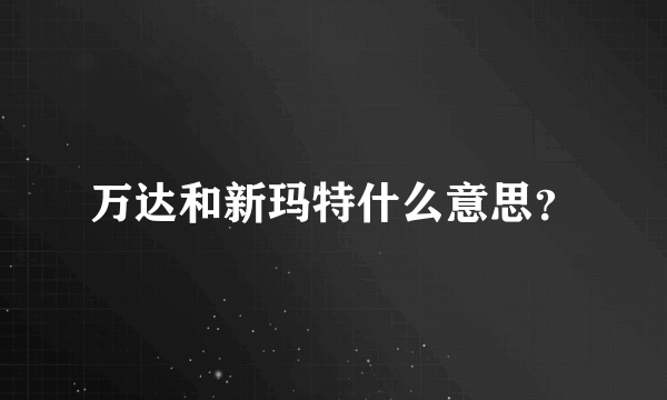 万达和新玛特什么意思？