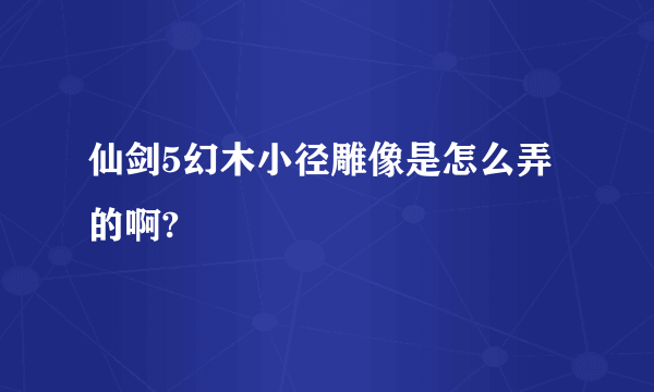 仙剑5幻木小径雕像是怎么弄的啊?