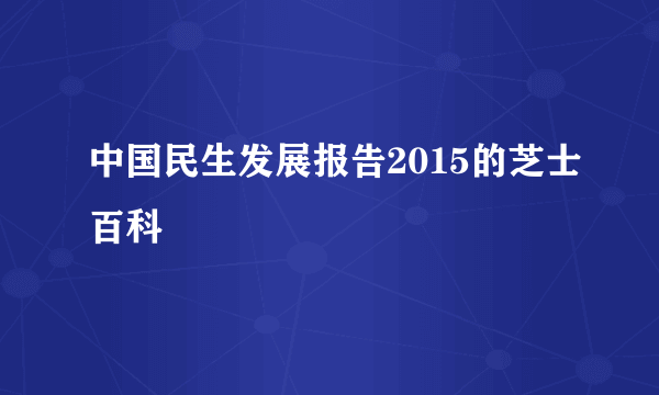 中国民生发展报告2015的芝士百科