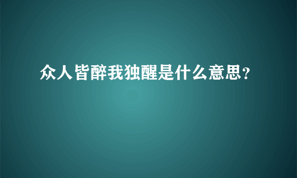 众人皆醉我独醒是什么意思？