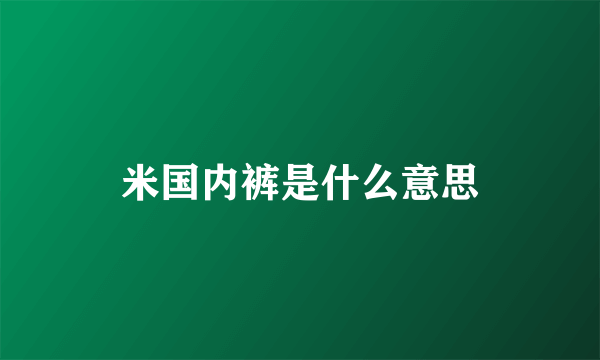 米国内裤是什么意思