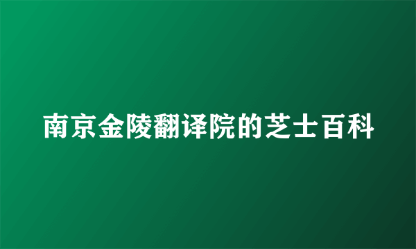 南京金陵翻译院的芝士百科