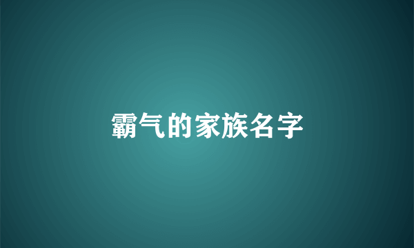 霸气的家族名字