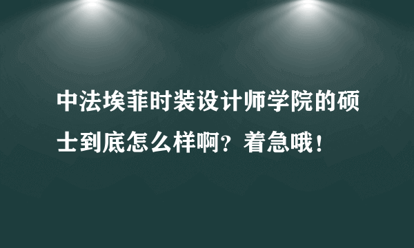 中法埃菲时装设计师学院的硕士到底怎么样啊？着急哦！