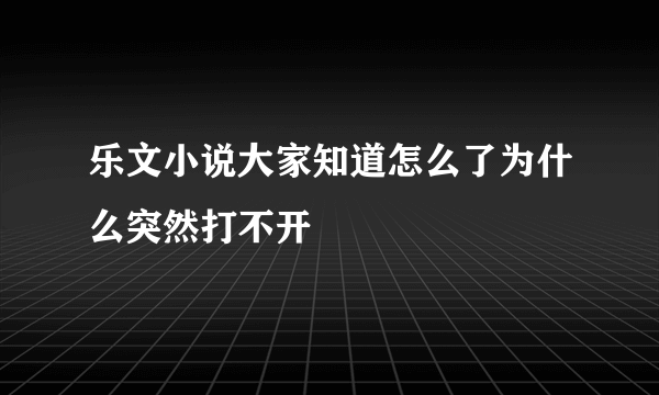 乐文小说大家知道怎么了为什么突然打不开