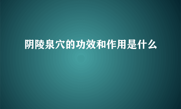 阴陵泉穴的功效和作用是什么