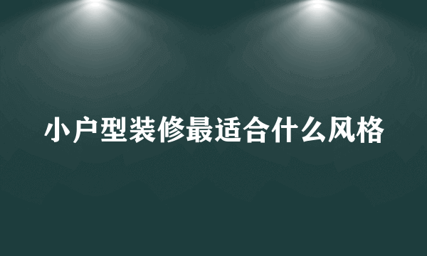 小户型装修最适合什么风格