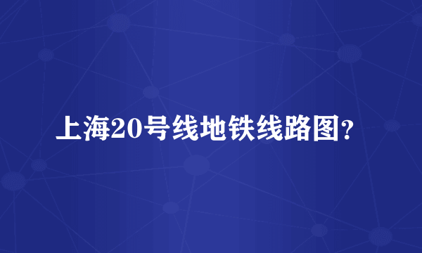 上海20号线地铁线路图？