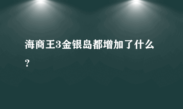 海商王3金银岛都增加了什么？