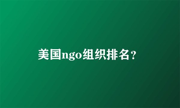 美国ngo组织排名？