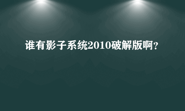 谁有影子系统2010破解版啊？