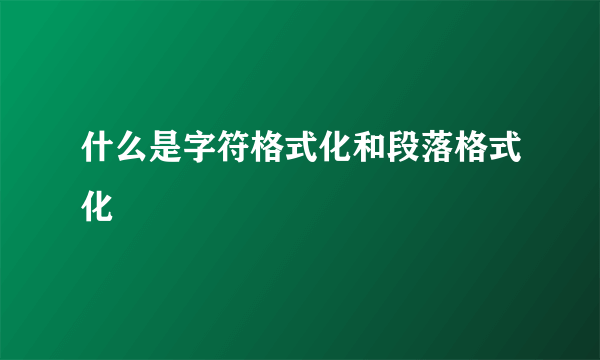 什么是字符格式化和段落格式化