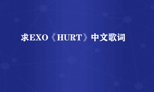 求EXO《HURT》中文歌词