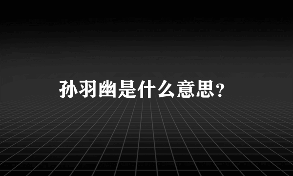 孙羽幽是什么意思？