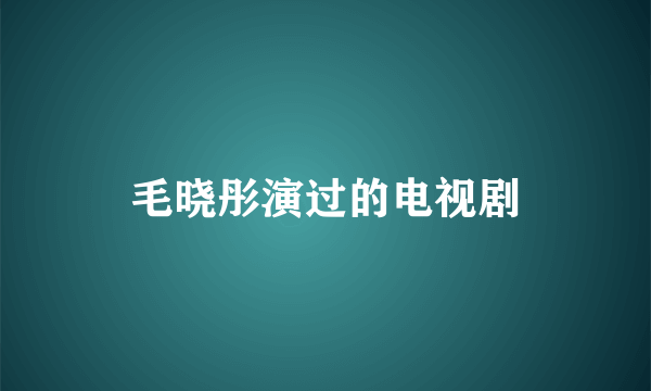 毛晓彤演过的电视剧