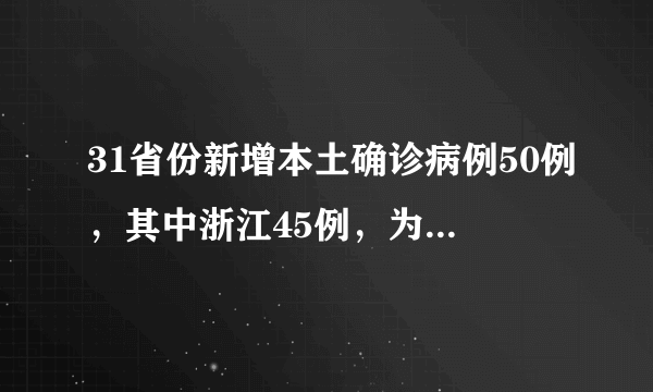 31省份新增本土确诊病例50例，其中浙江45例，为何都集中在浙江？