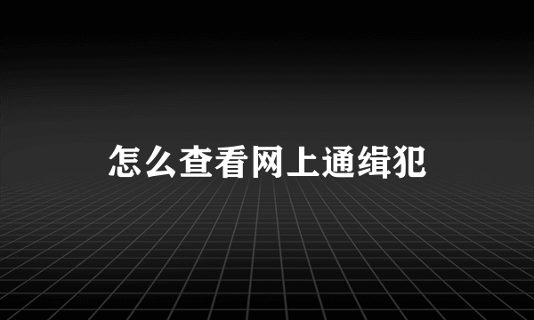 怎么查看网上通缉犯