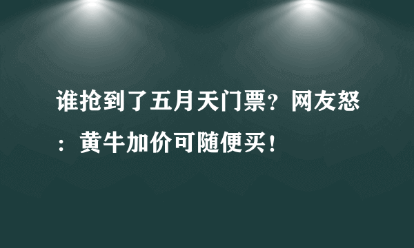 谁抢到了五月天门票？网友怒：黄牛加价可随便买！