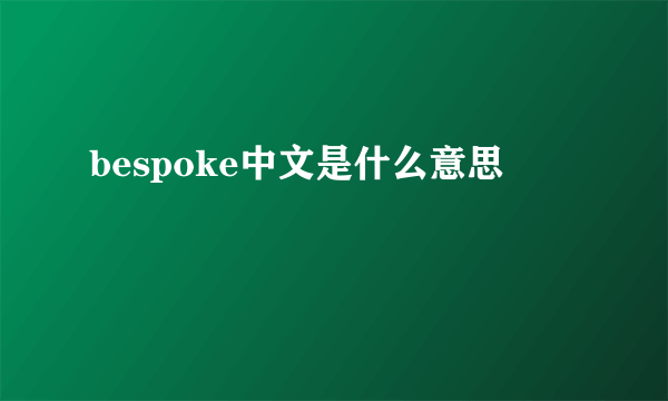 bespoke中文是什么意思