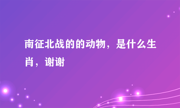 南征北战的的动物，是什么生肖，谢谢