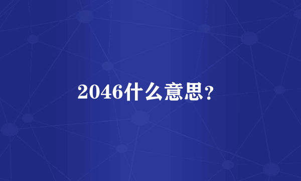 2046什么意思？