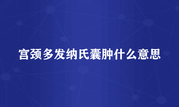 宫颈多发纳氏囊肿什么意思