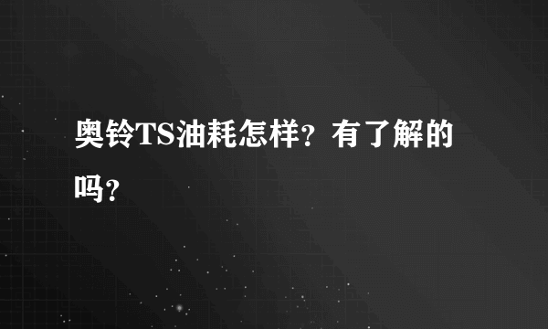 奥铃TS油耗怎样？有了解的吗？