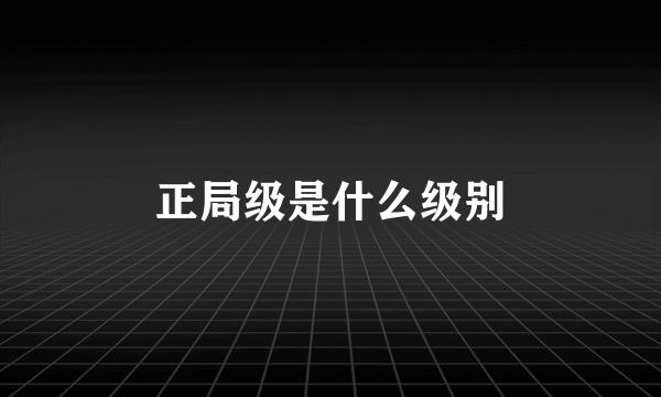 正局级是什么级别