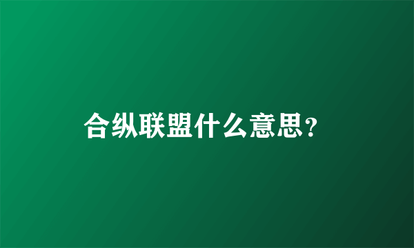 合纵联盟什么意思？