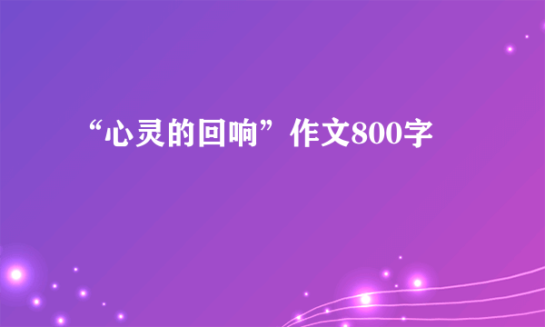 “心灵的回响”作文800字