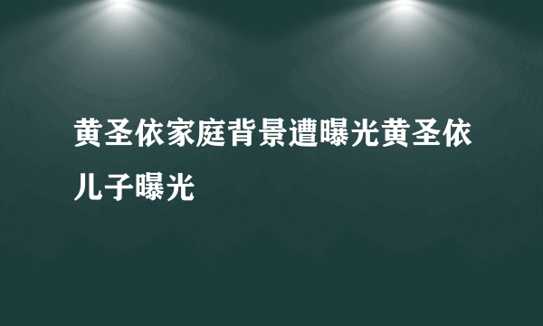 黄圣依家庭背景遭曝光黄圣依儿子曝光