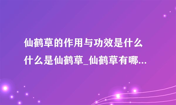 仙鹤草的作用与功效是什么 什么是仙鹤草_仙鹤草有哪些作用与功效_仙鹤草的形态特征_仙鹤草的入药方法