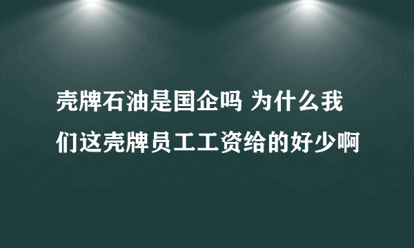 壳牌石油是国企吗 为什么我们这壳牌员工工资给的好少啊