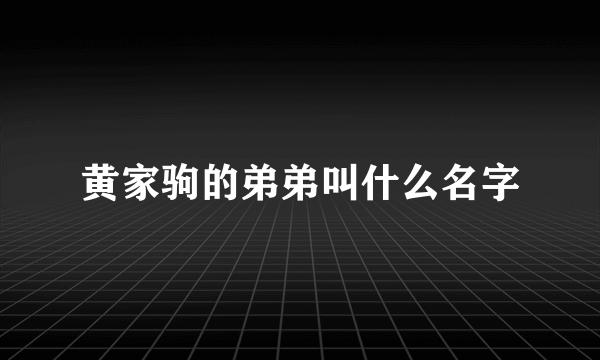 黄家驹的弟弟叫什么名字