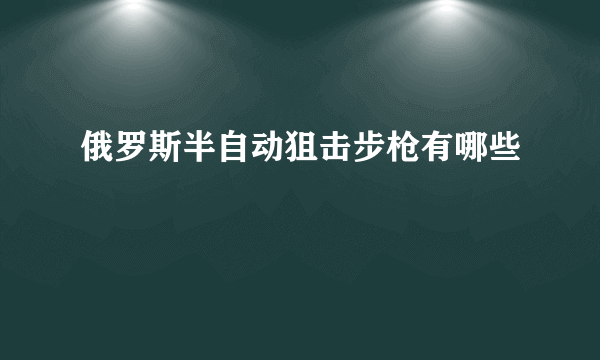 俄罗斯半自动狙击步枪有哪些