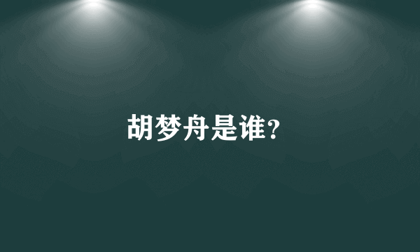 胡梦舟是谁？