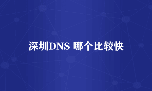 深圳DNS 哪个比较快